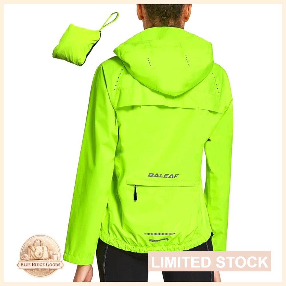 Waterproof Windbreaker Packable Running Cycling Jacket Hooded Reflective